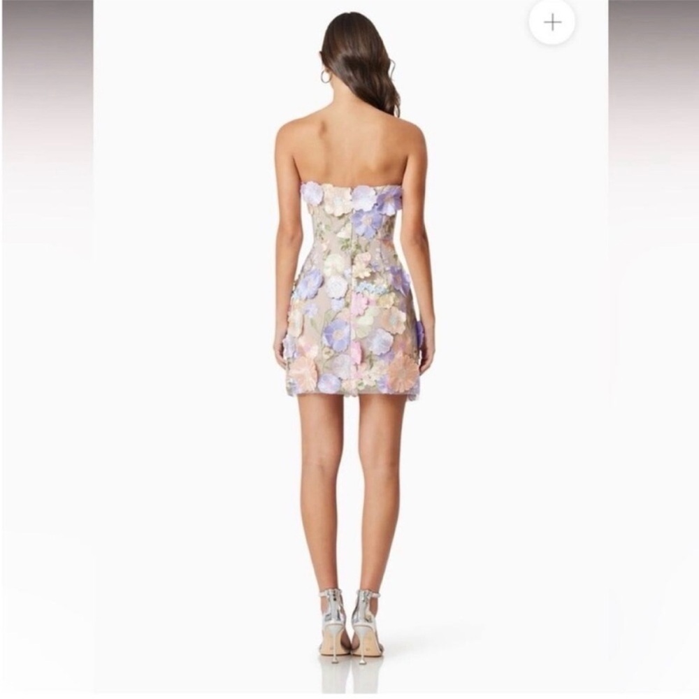 elliatt arabella pink purple strapless 3d floral embroidered mini dress medium - Picture 6 of 12